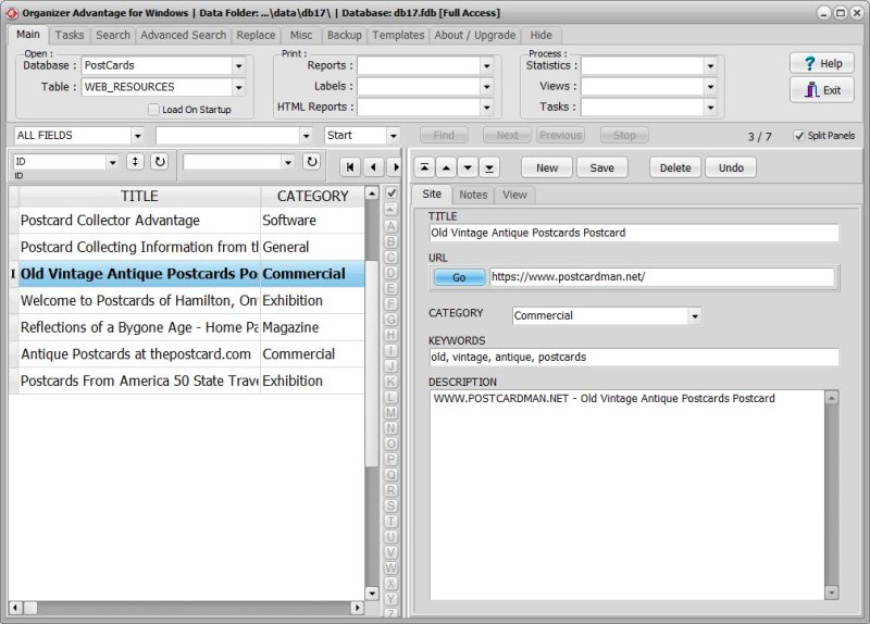 Postcard Collecting Software for Windows PCs research notes